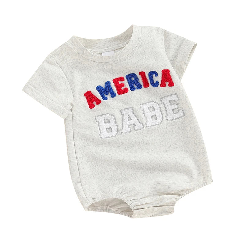 Independence Day Newborn s Baby Boys Girls Soft Cotton Rompers with Patriotic American Flag Print and Snap Closure for