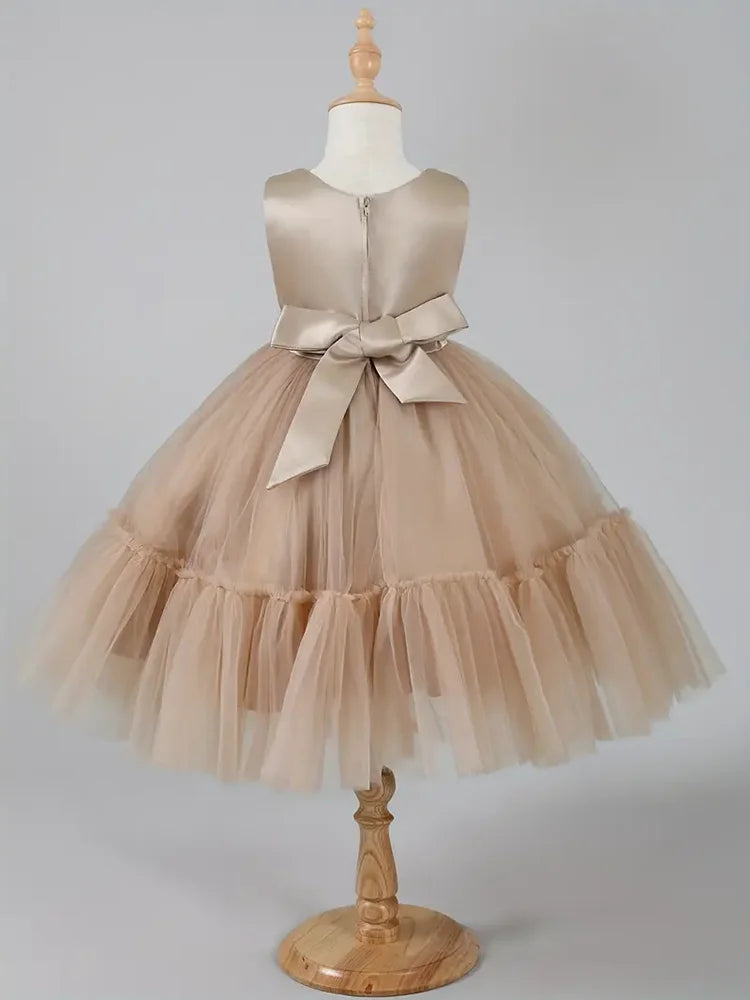 Girls Dress Set Spring Autumn Khaki Lotus Lace 2024 Fashion New Children Clothes Cute Princess Dresses and Coat Outfits 2-8 Year