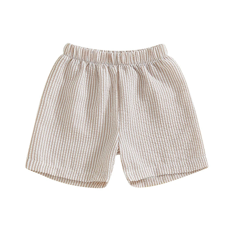 Baby Boy Striped Print Shorts Stylish Elastic Waist Short Pants for Summer Vacation Beachwear Trendy Fashion