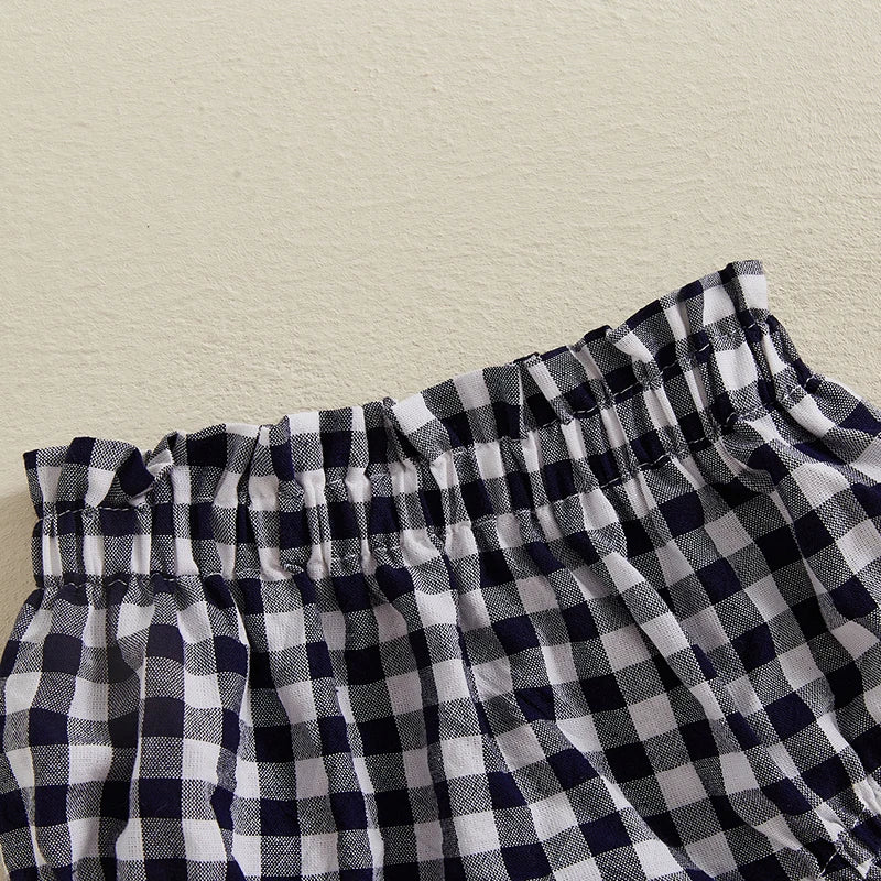 Cute Toddler Plaid Skirt with Ruffle Trim and Elastic Waistband Adorable Triangle Shorts for Stylish Summer Outfits