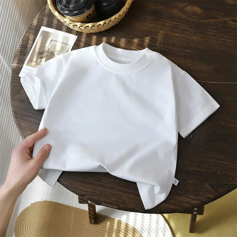 Summer Solid Children Cotton Casual Short Sleeve White Red Black T-shirts Girls Baby Clothes Kids Boys Toddler High-quality Tops