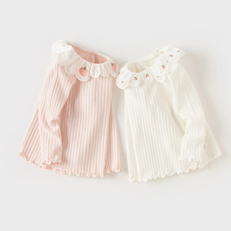 Dave Bella Long Sleeve Spring T-Shirt for Girls Casual Cotton Top Children Autumn Soft Bottom T-shirt Outdoor Clothes DB1248201