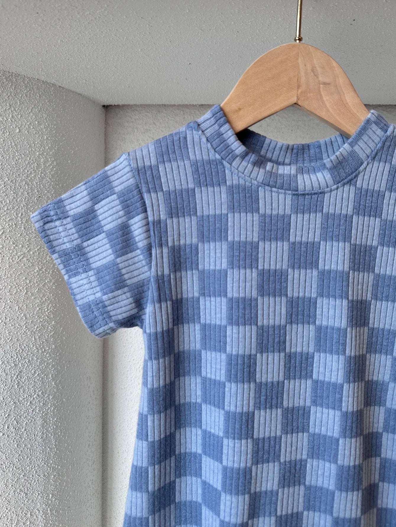 Retro summer toddler bodysuit short sleeved plaid jumpsuit neutral baby romper clothes