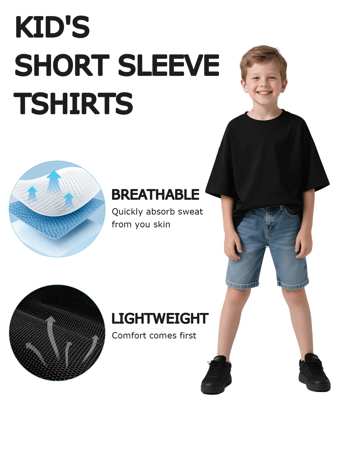 Youngsters' Animal Cotton T-Shirt, Black Tee With Cartoon Seal, Comfy & Cute Marine Art Print Top For Boys & Girls