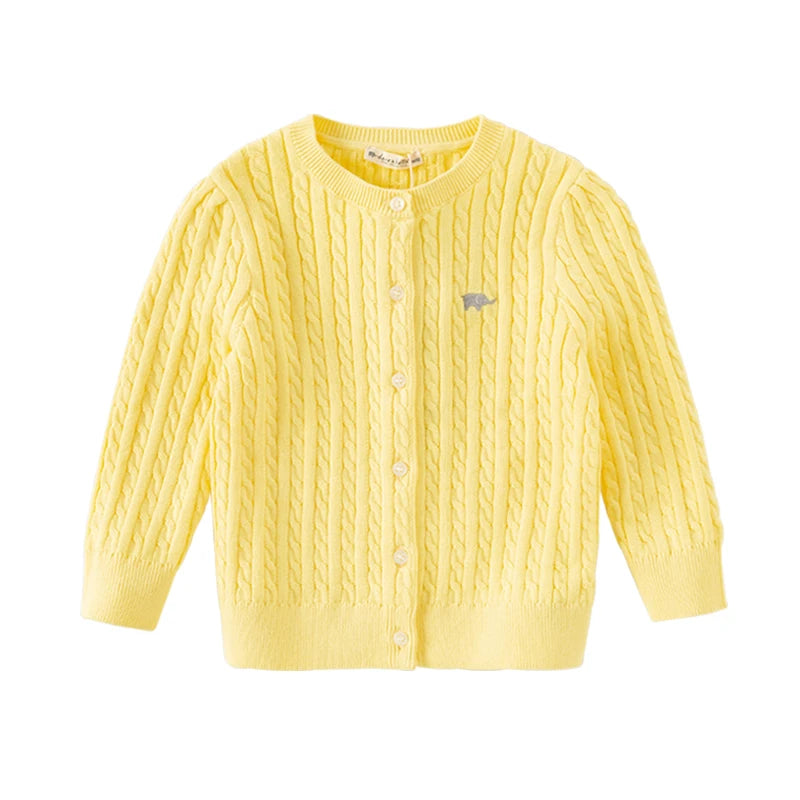 Dave Bella Girls Long Sleeve Button Cardigan Spring Autumn Knit Sweater for Children Casual Cotton Overcoat Tops DB3243397