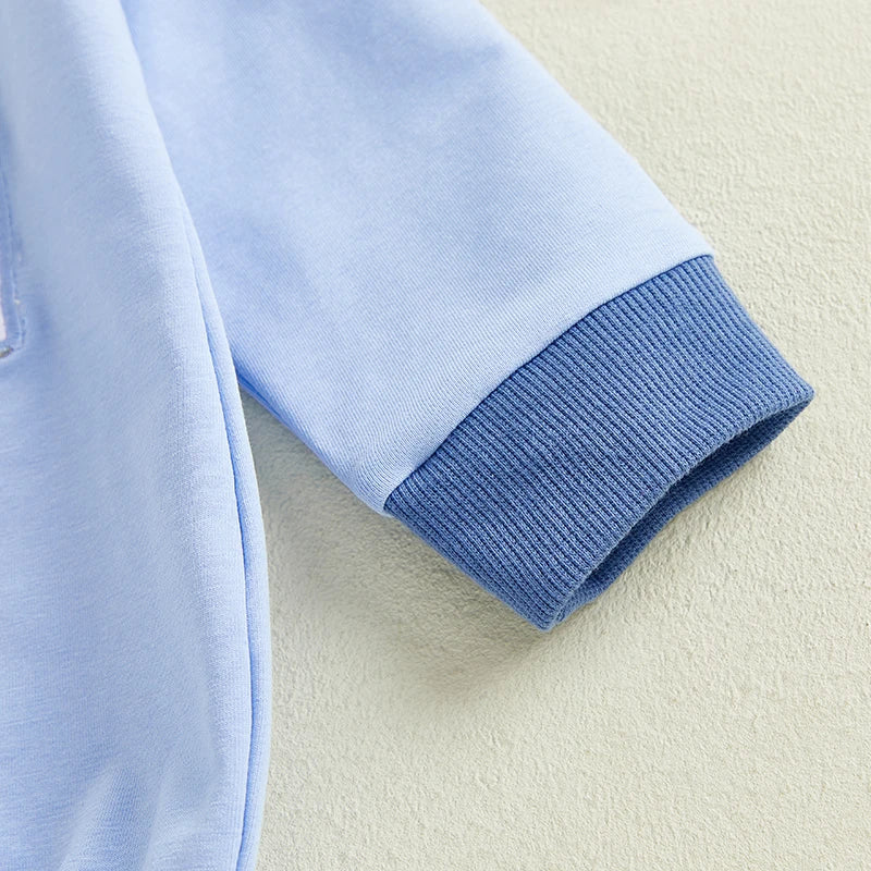 Adorable Unisex Easter Bunny Rompers with Long Sleeves and Embroidered Details - Perfect Spring Outfit for Baby Girls and Boys