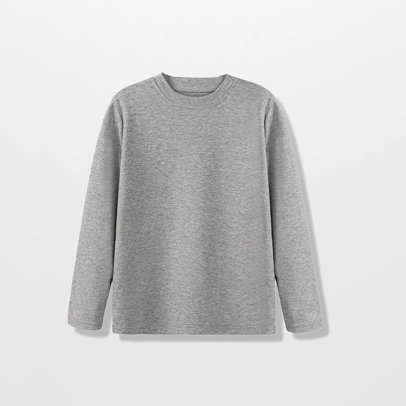 Youth Long-Sleeve T-Shirt 100% Cotton Solid Boys Girls Active T Shirts Essential Tops Undershirts Children Basic Tee 1-14 Yrs