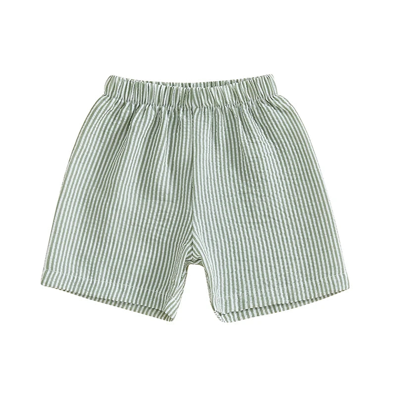 Baby Boy Striped Print Shorts Stylish Elastic Waist Short Pants for Summer Vacation Beachwear Trendy Fashion