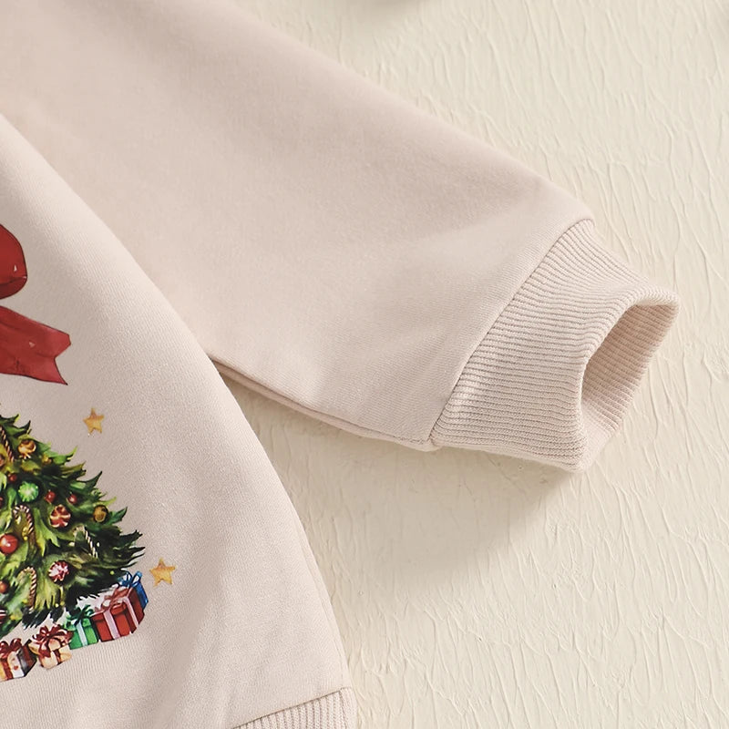 Cute Toddler Christmas Sweater with Reindeer Print and Pom Pom Detail Long Sleeve Round Neck Pullover Cozy Winter Tops for Girls