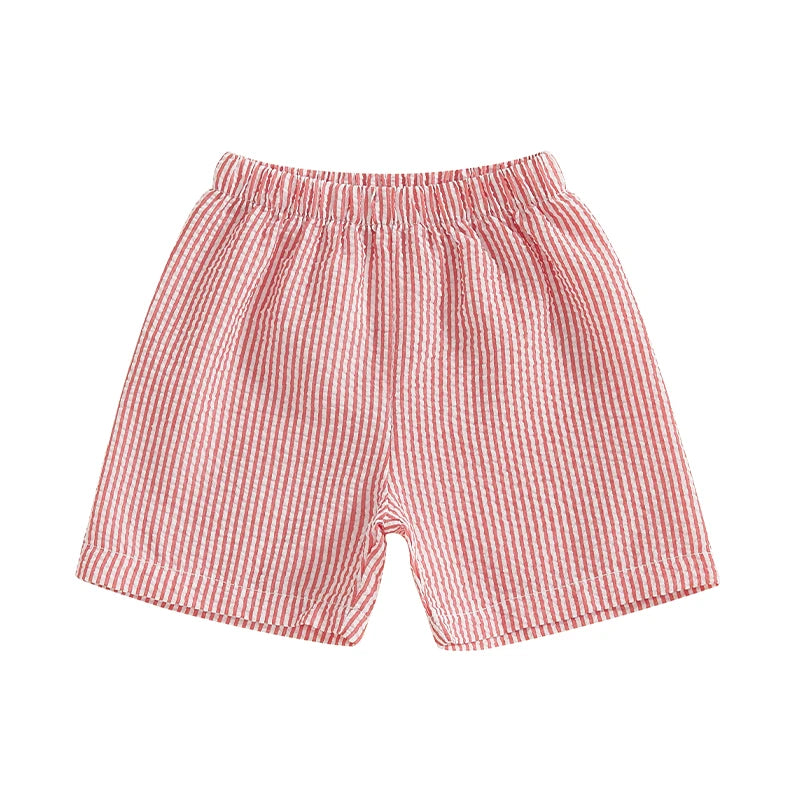 Baby Boy Striped Print Shorts Stylish Elastic Waist Short Pants for Summer Vacation Beachwear Trendy Fashion