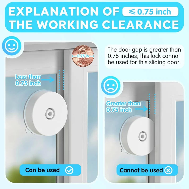 Sliding Door Lock Child Safety,Repeatable Installation, Glass   &,Vacuum Adso