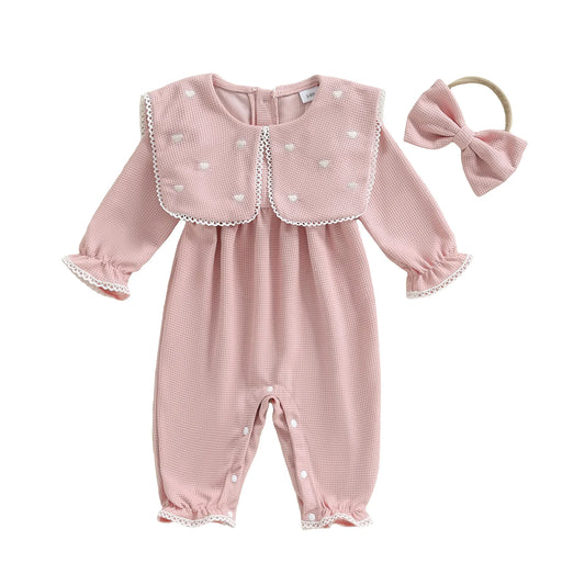 Adorable Toddler Girls Floral Print Ruffle Sleeve Romper with Matching Bow Headband Set for Summer Outfits