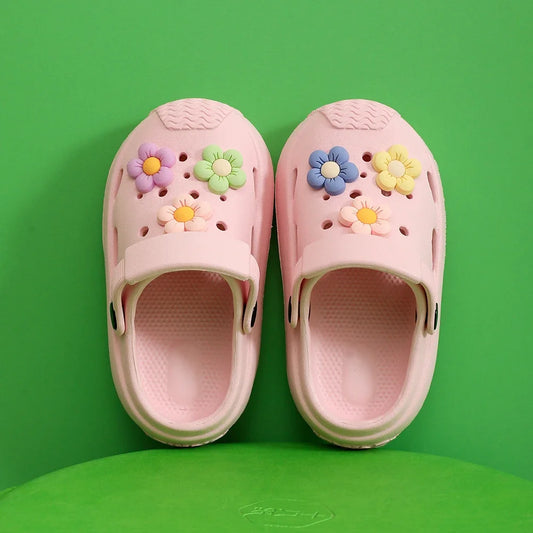 Summer Children's Hole Slipper Girl Fashion Flower Sandals Kids Beach Shoes Soft Bottom Toddler Home Slipper