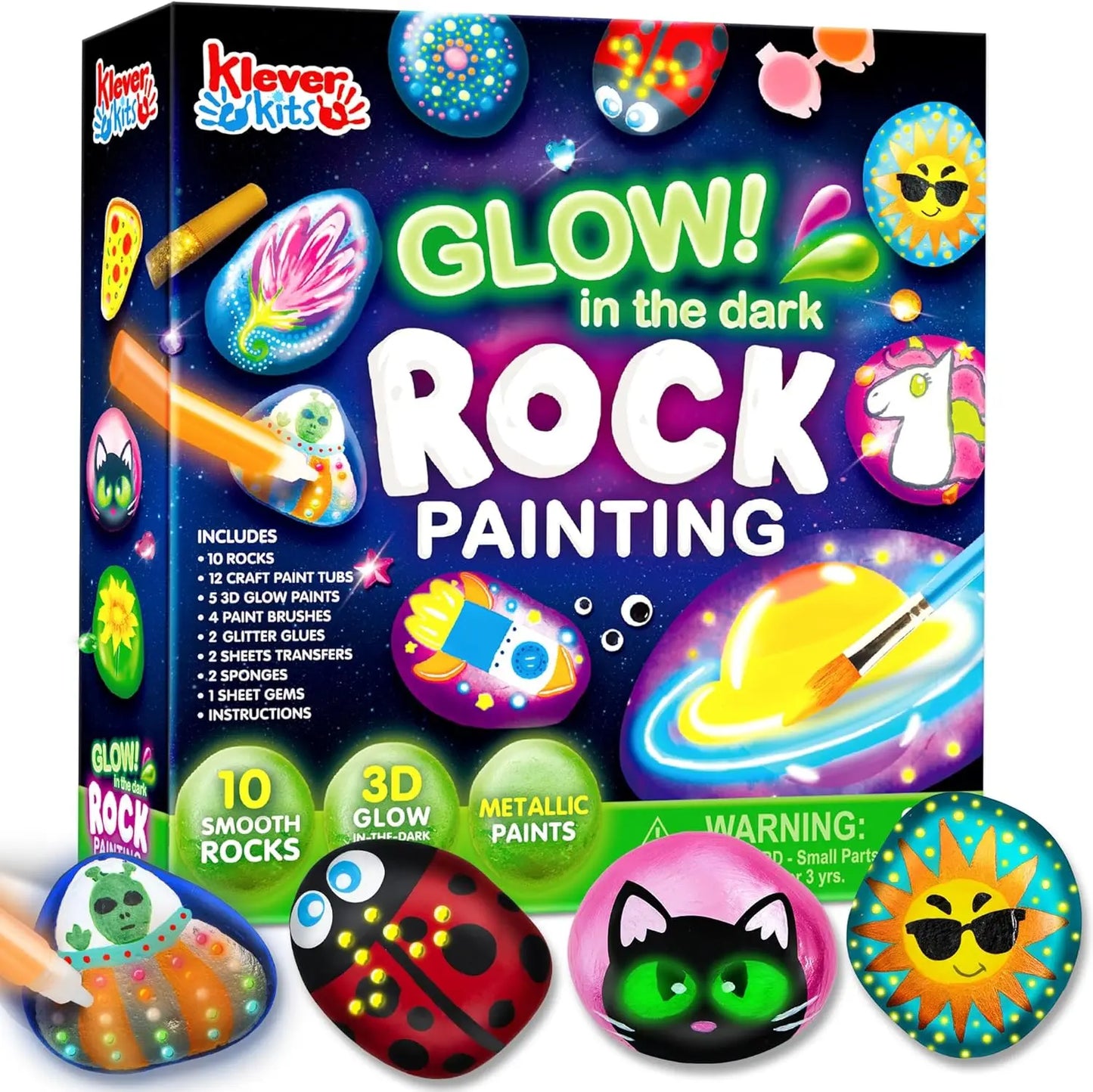 JOYFY Rock Painting Kit Glow in The Dark Rock Kit Arts and Crafts for Kids Ages 6-12 Art Supplies Toy Birthday Party Gift Toy