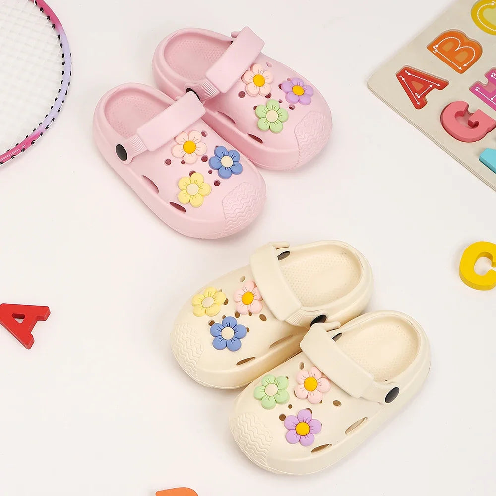 Summer Children's Hole Slipper Girl Fashion Flower Sandals Kids Beach Shoes Soft Bottom Toddler Home Slipper