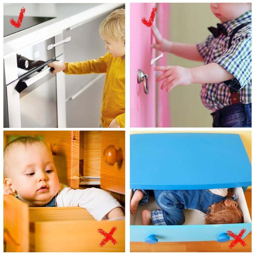 Child Safety Cabinet Locks 10 Pack Baby Proofing Drawer Door Latches Fridge Oven Toilet Seat Kitchen Cupboard Protection