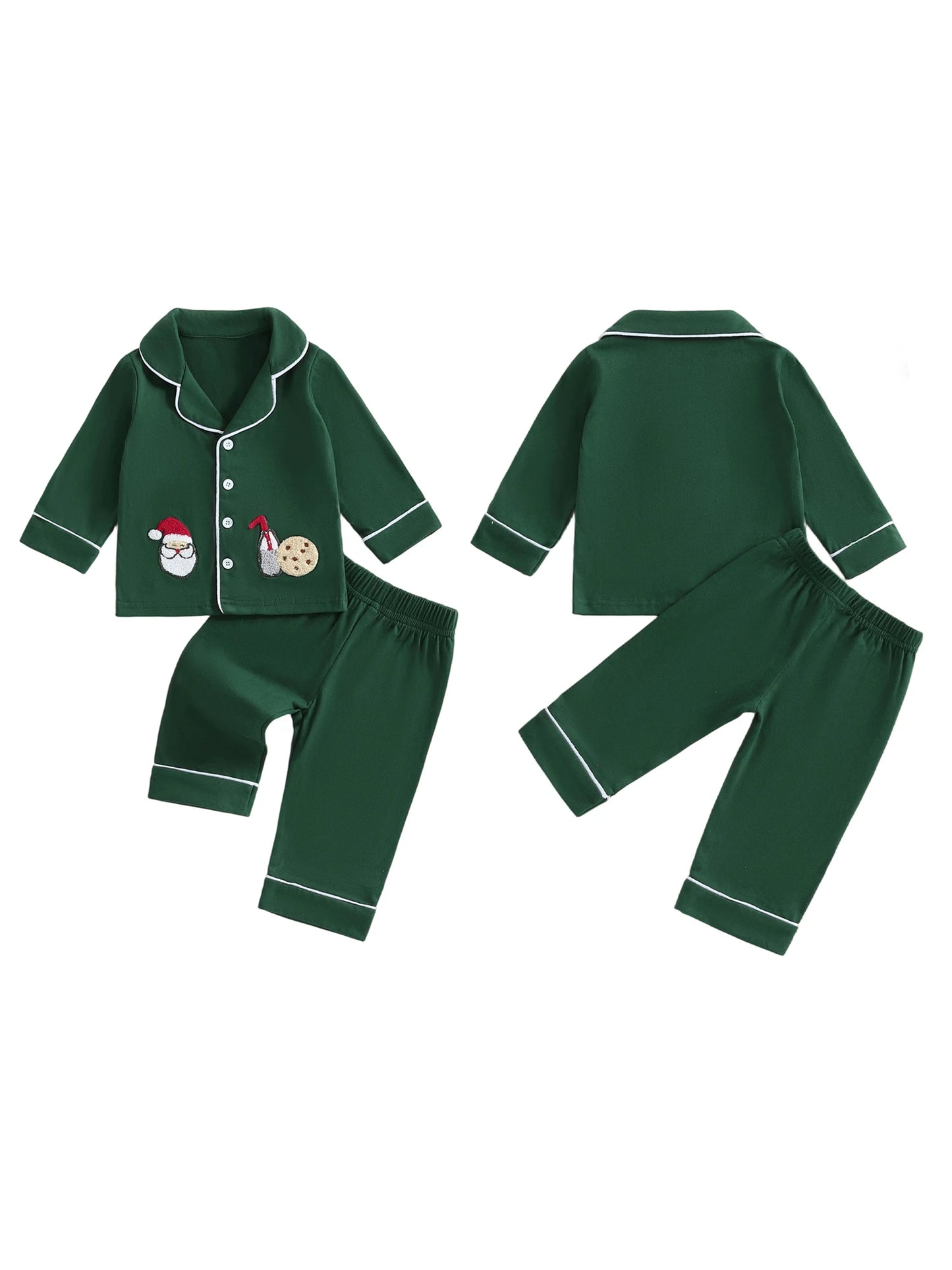 Infant 2-Piece Christmas Pajamas Set with Reindeer Print Long Sleeve Top and Matching Pants for Baby Sleepwear