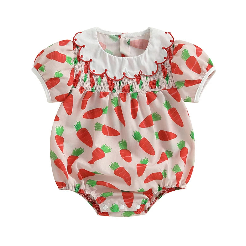 Toddler Girls Floral Print Ruffle Sleeve Rompers Easter Outfit Bunny Ear Headband Set Summer Clothes Jumpsuits Bodysuits