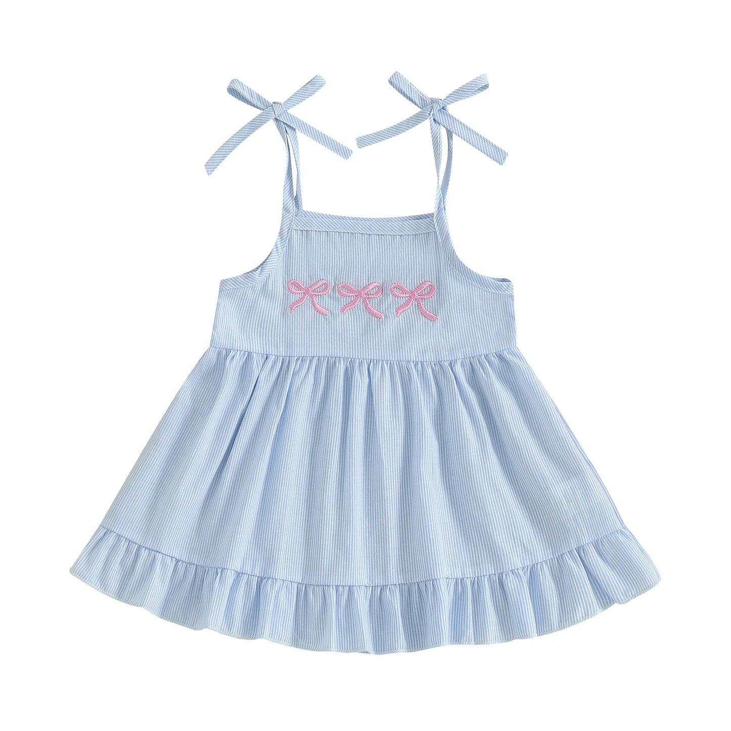 Adorable Baby Girls Floral Print Ruffle Sleeveless Dress Toddler Summer Princess Party Dress with Bow Detail