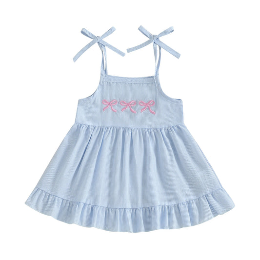 Adorable Baby Girls Floral Print Ruffle Sleeveless Dress Toddler Summer Princess Party Dress with Bow Detail