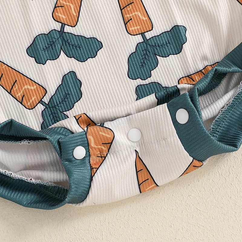 Cute Cartoon Animal Print Short Sleeve Romper with Hooded Ears for Infant Boys and Girls Summer Jumpsuit Easter Outfit