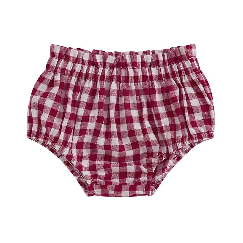 Cute Toddler Plaid Skirt with Ruffle Trim and Elastic Waistband Adorable Triangle Shorts for Stylish Summer Outfits
