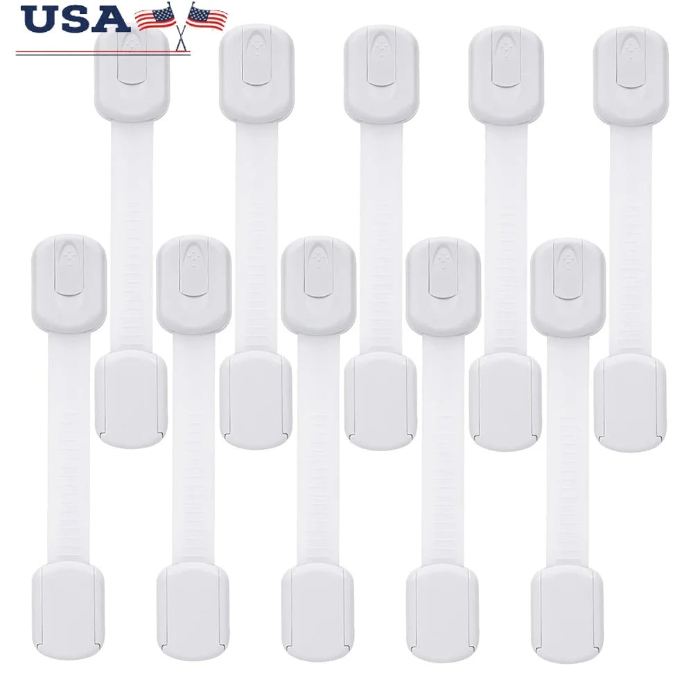 Child Safety Cabinet Locks 10 Pack Baby Proofing Drawer Door Latches Fridge Oven Toilet Seat Kitchen Cupboard Protection