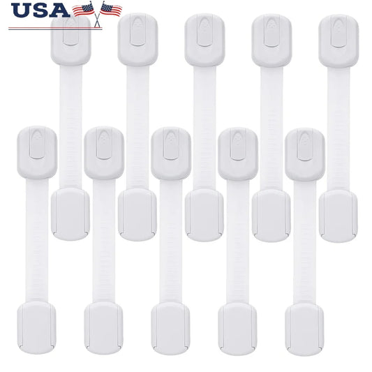 Child Safety Cabinet Locks 10 Pack Baby Proofing Drawer Door Latches Fridge Oven Toilet Seat Kitchen Cupboard Protection