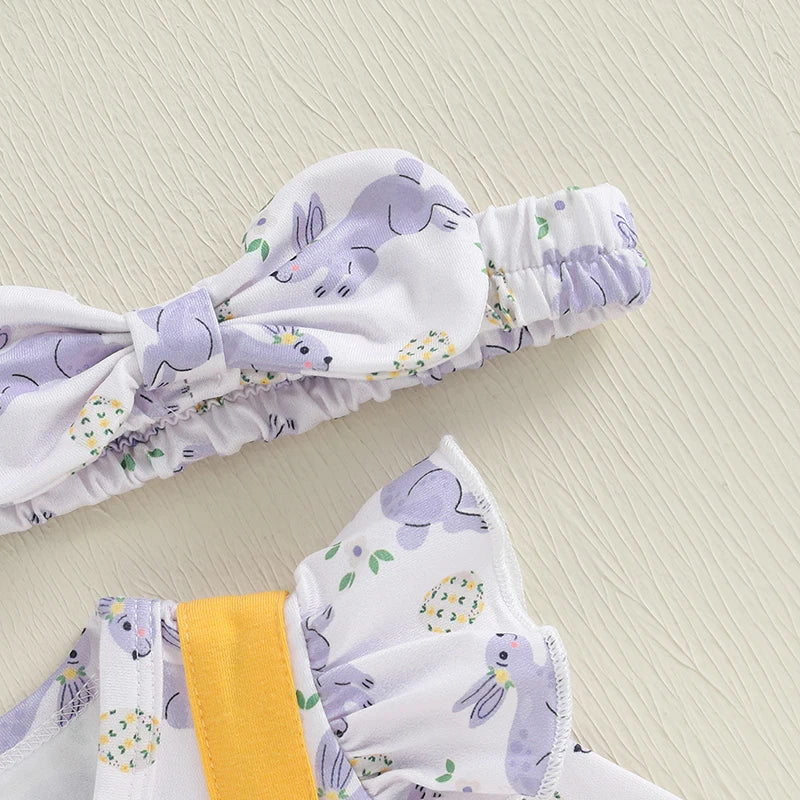 Toddler Girls 3Pcs Summer Outfits Floral Print Ruffle Sleeveless Top Shorts Headband Set Kids Clothes for Beach Vacation or