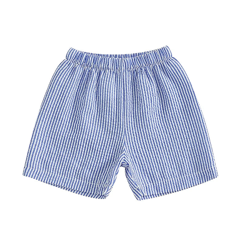 Baby Boy Striped Print Shorts Stylish Elastic Waist Short Pants for Summer Vacation Beachwear Trendy Fashion