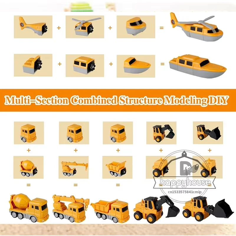 Magnetic Transform Engineering Car Assembled Toys for Toddler Magnetic Blocks for Kids Activities Toy Transforming Robot Car Toy