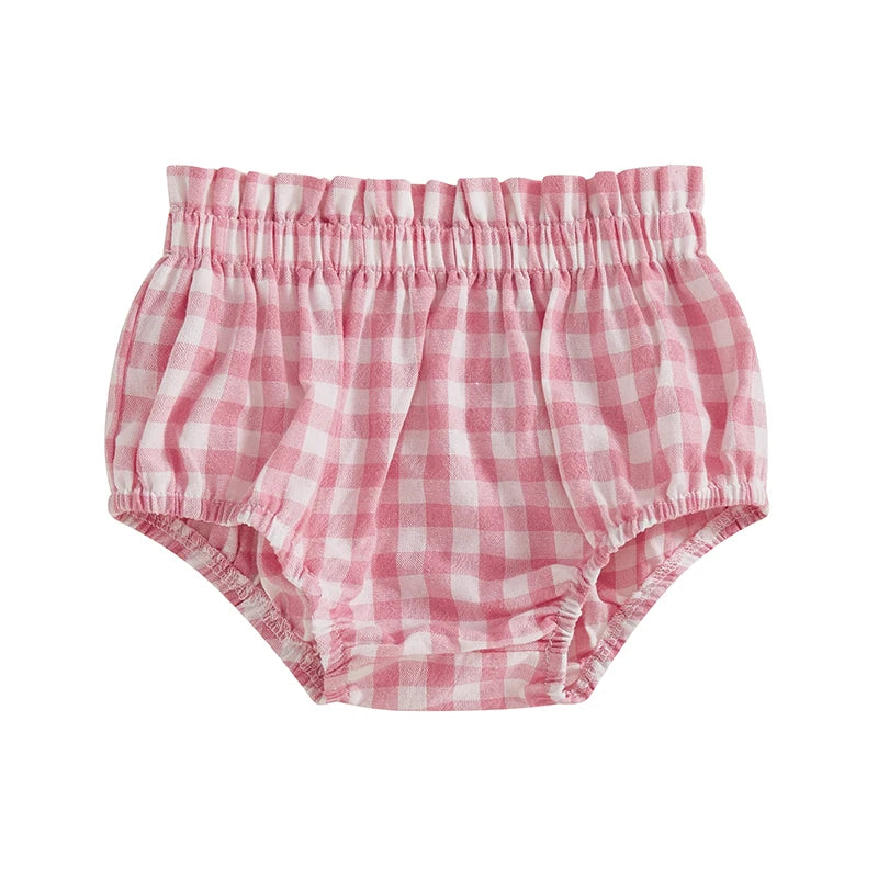 Cute Toddler Plaid Skirt with Ruffle Trim and Elastic Waistband Adorable Triangle Shorts for Stylish Summer Outfits