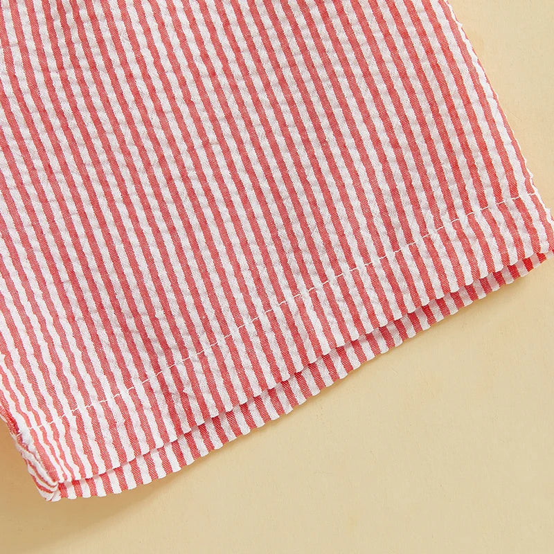 Baby Boy Striped Print Shorts Stylish Elastic Waist Short Pants for Summer Vacation Beachwear Trendy Fashion