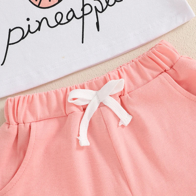 Adorable Infant Girl Tropical Print Sleeveless Top Elastic Waist Shorts Matching Headband 3 Piece Outfit Set for Summer