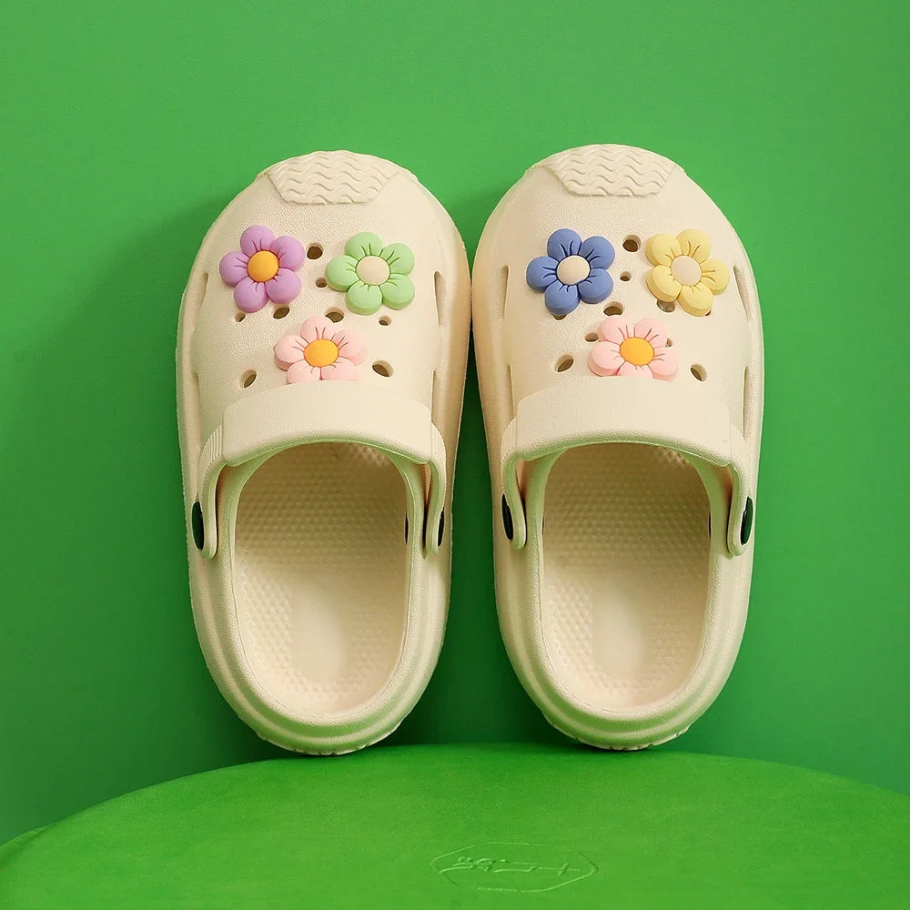 Summer Children's Hole Slipper Girl Fashion Flower Sandals Kids Beach Shoes Soft Bottom Toddler Home Slipper