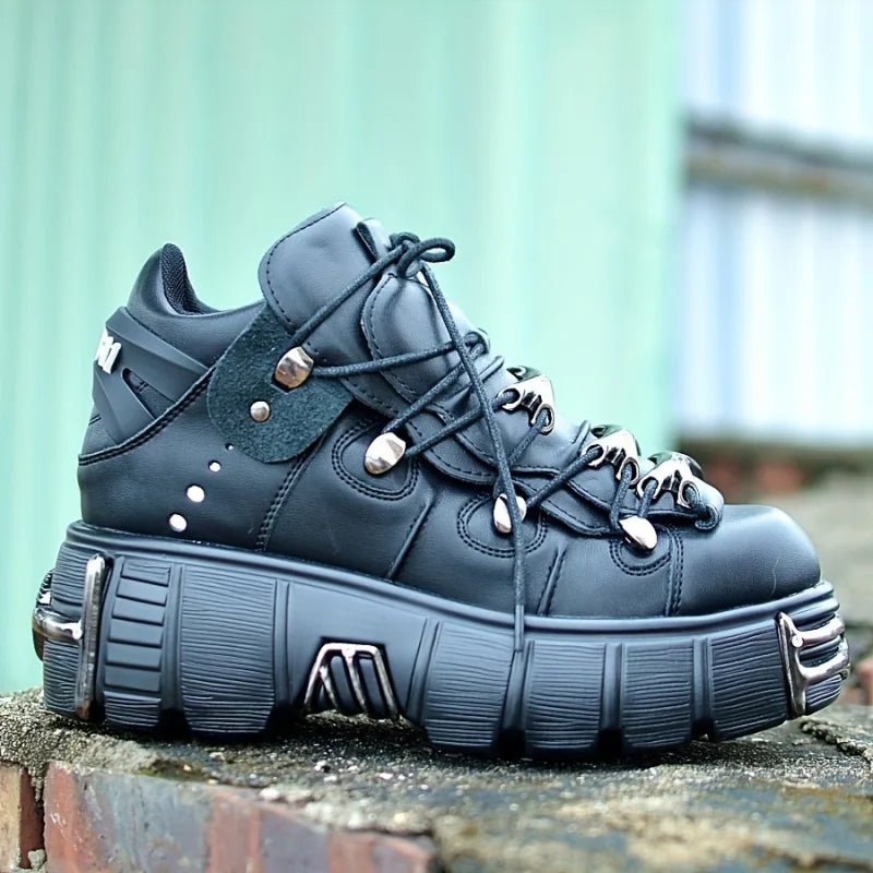 Thick Bottom Platform Women Sneakers Rock Metal Decoration Large Size Casual Trainers Punk Style Gothic Sport Shoes Female Daily