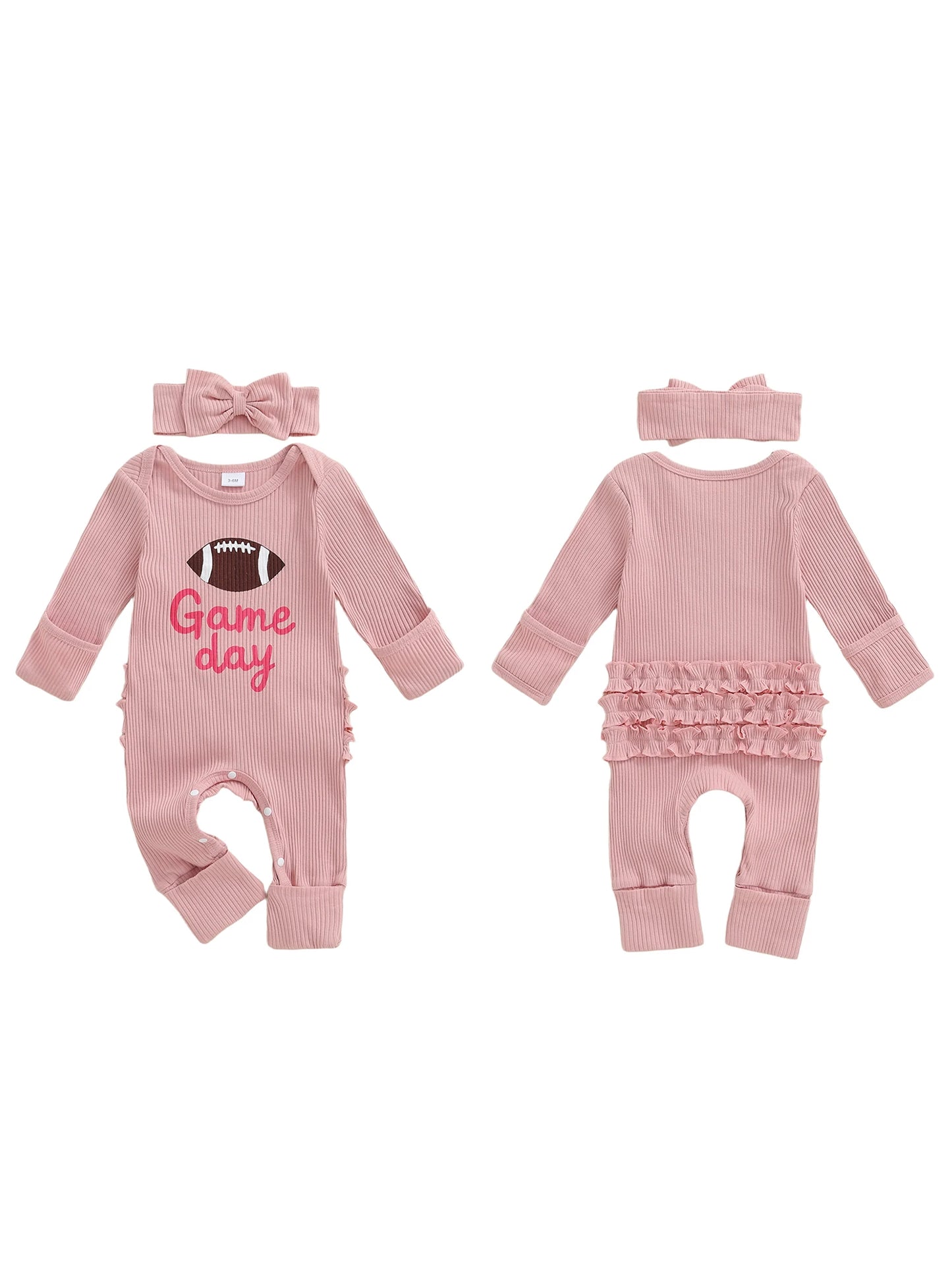 Adorable Infant Girl Bodysuit with Cute Bunny Print and Matching Bow Headband - Cozy  Outfit for Autumn