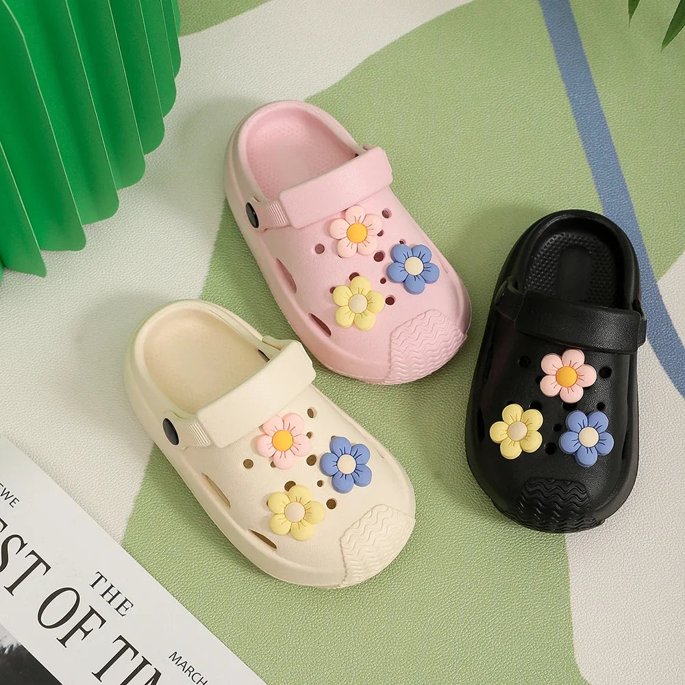 Summer Children's Hole Slipper Girl Fashion Flower Sandals Kids Beach Shoes Soft Bottom Toddler Home Slipper
