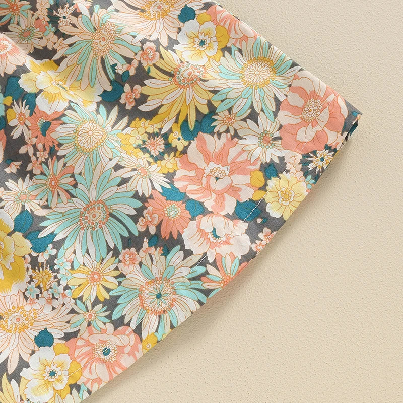 Toddler Girl Sleeveless Floral Print Dress with Bow Detail and A-Line Silhouette Perfect for Casual Summer Outfits