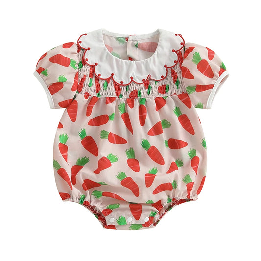 Toddler Girls Floral Print Ruffle Sleeve Rompers Easter Outfit Bunny Ear Headband Set Summer Clothes Jumpsuits Bodysuits