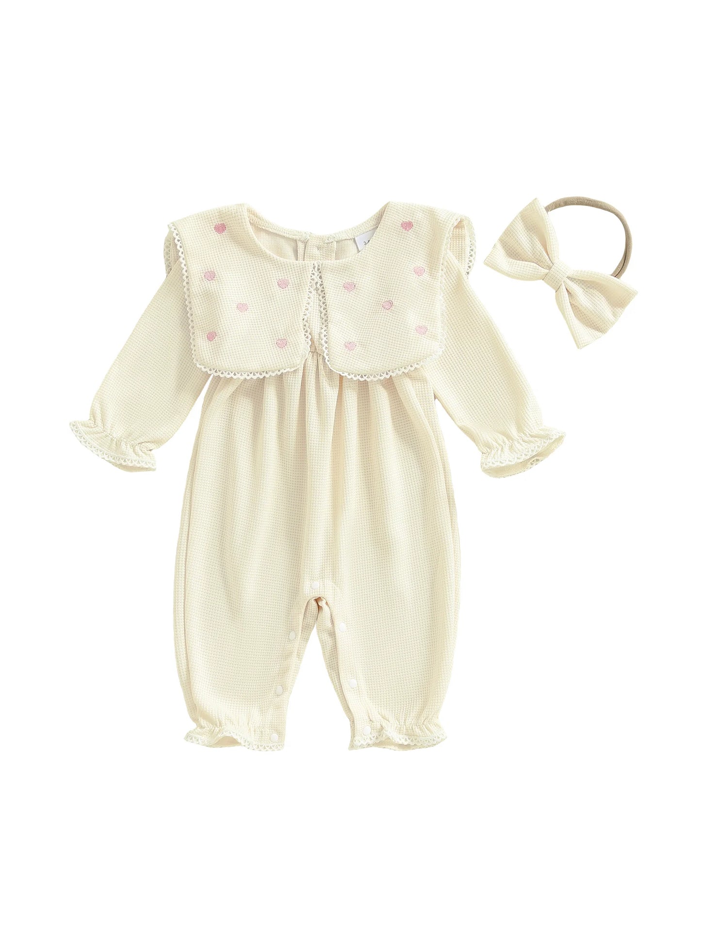 Adorable Toddler Girls Floral Print Ruffle Sleeve Romper with Matching Bow Headband Set for Summer Outfits